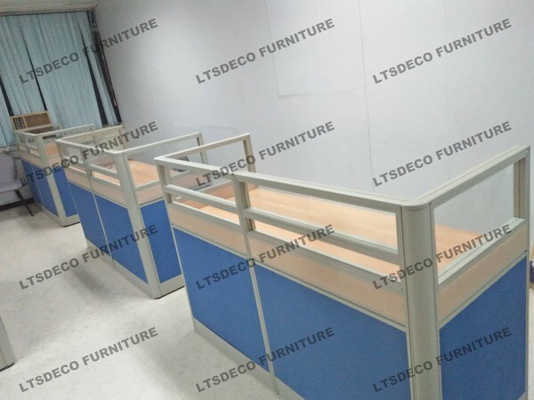 CUSTOMIZE COMPUTER TABLE | DESK WITH GLASS OFFICE PARTITION & FURNITURE ...