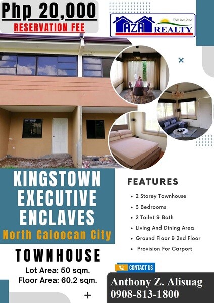 3BR Townhouse 60sqm. Kingstown Executive Village Caloocan