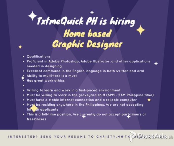 Hiring Homebased Graphic Designer 