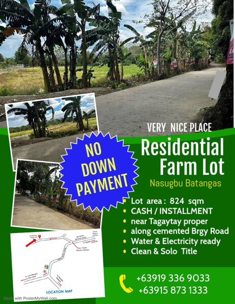 NO DOWNPAYMENT !! - RESIDENTIAL FARM LOT - NICE PLACE - Nasugbu Batangas 