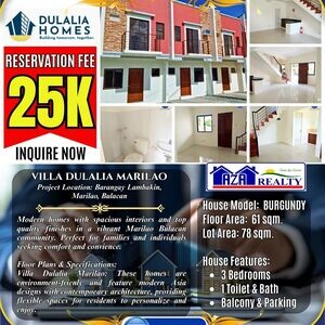 Villa Dulalia Marilao Bulacan 3BR Burgundy Townhouse | PostAds PH