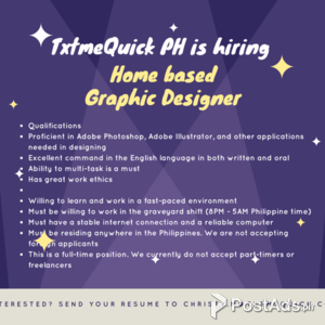 TxtmeQuick PH: Homebased Graphic Designer | PostAds PH