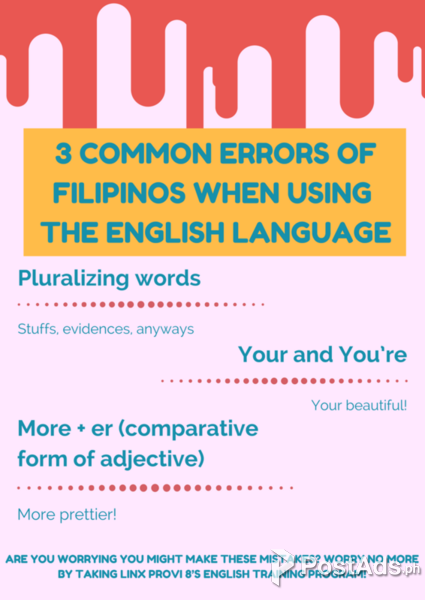 3 COMMON ERRORS OF FILIPINOS WHEN USING ENGLISH LANGUAGE (training)