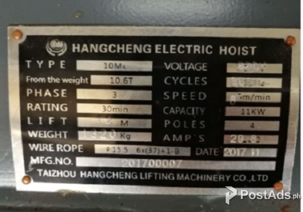HITACHI 10T 12M dual air wire rope