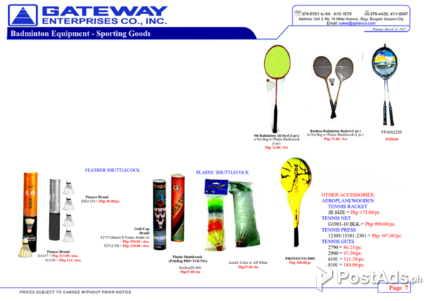 Badminton Equipment Rackets and Shuttle Cock