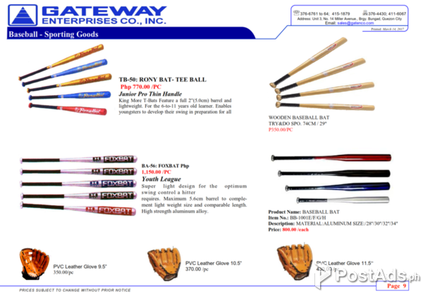 Baseball Bats and Gloves 