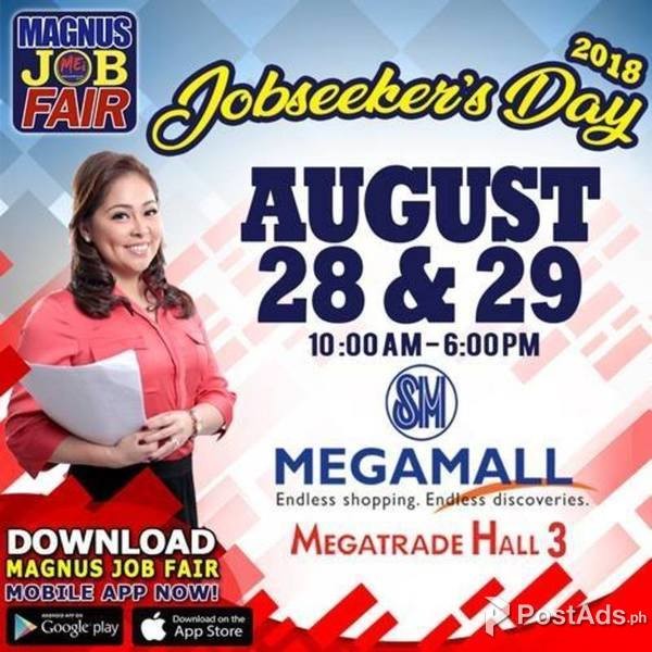 Magnus Job Fair: 2018 on August 28 & 29 at SM Megamall, Mandaluyong Ci