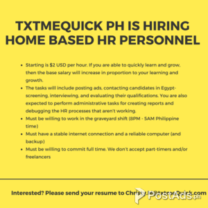 Human Resource Personnel - ADMIN (Work from Home) | PostAds PH