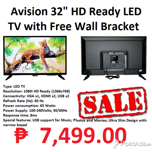 Avision 32" HD Ready LED TV with Free Wall Bracket