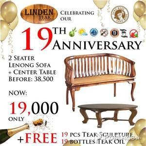 Handcrafted Solid Teak wood 2 seater Leong Sofa + Center Table | PostAds PH