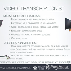 Transcriptionist | PostAds PH