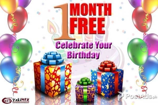 Free Birthday Buffet at Yakimix 2018